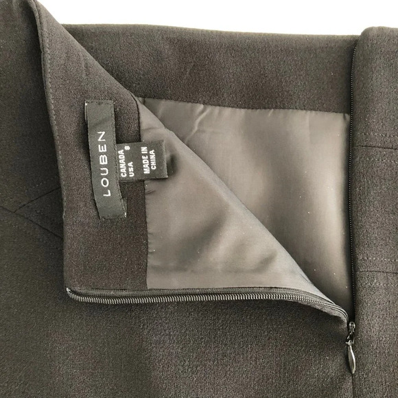 Louben Vintage Classic Lined Pencil Midi Skirt 100% Polyester Black Sz 8 - Picture 4 of 11